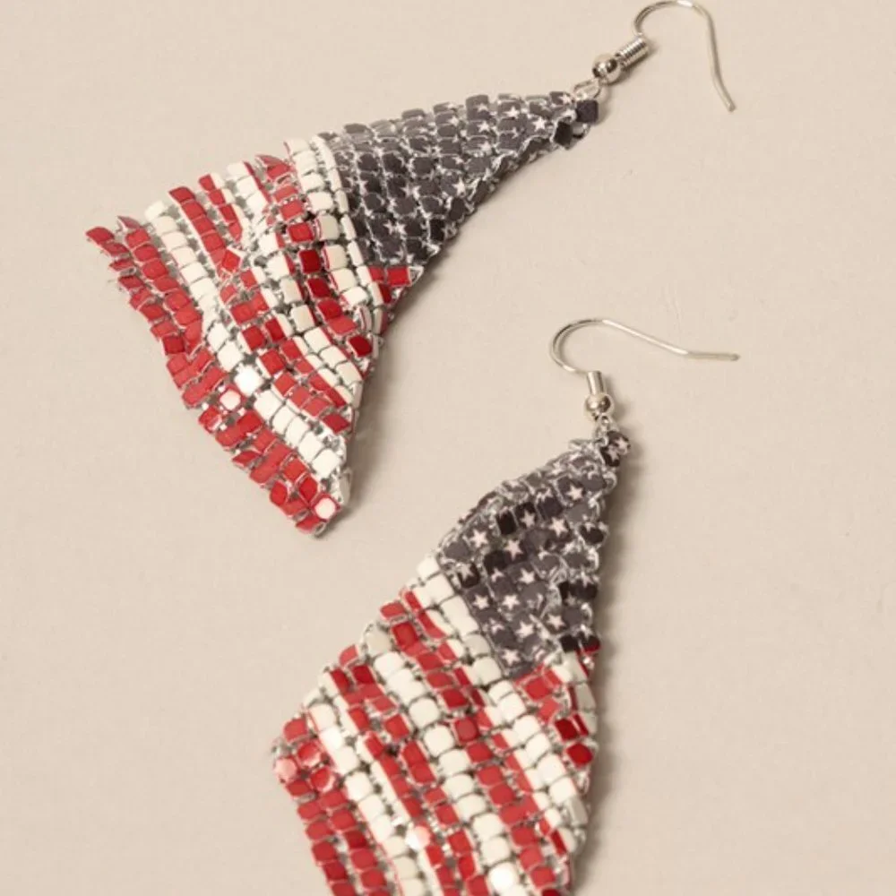 USA Flag Earrings Drop Dangle New 4th of July Patriot